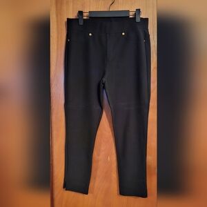 Michael Kors Black Pull-On Ankle Pants | Gold Button Detail - Size M
